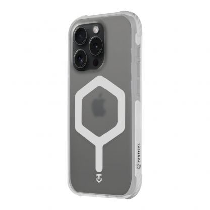 Хибриден удароустойчив кейс с MagSafe за iPhone 15 Pro - Tactical MagForce Hexagon Cover (бял-прозрачен) 3
