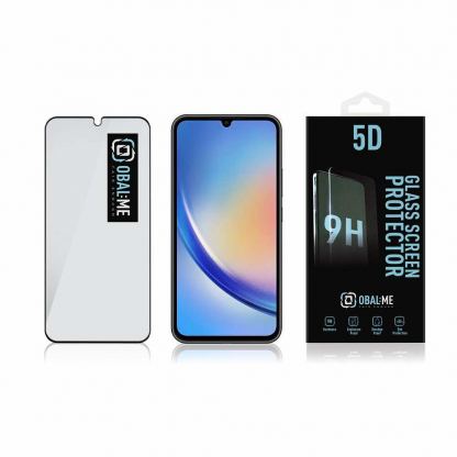  Oбхващащо и ръбовете стъклено защитно покритие за дисплея на Samsung Galaxy A34 5G - OBALME Tempered Glass Screen Protector 5D (черен-прозрачен) 3