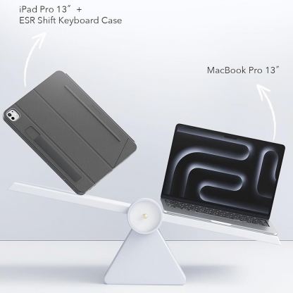  Полиуретанов калъф с отделяща клавиатура и поставка за iPad Pro 11 (2025), iPad Pro 11 (2024) - ESR Shift Magnetic Hybrid Keyboard Case (тъмносив) 2