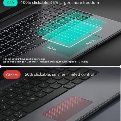  Полиуретанов калъф с отделяща клавиатура и поставка за iPad Pro 11 (2025), iPad Pro 11 (2024) - ESR Shift Magnetic Hybrid Keyboard Case (тъмносив) 6