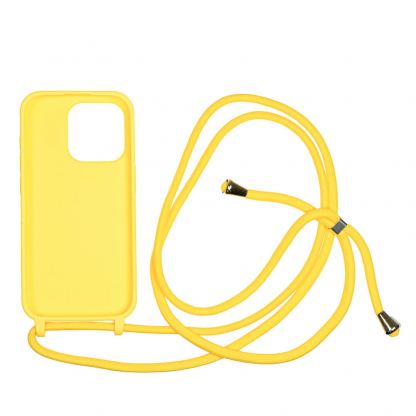 Силиконов (TPU) калъф с връзка за носене за iPhone 15 Pro - Mobile Origin Lanyard Silicone Case (жълт) 2