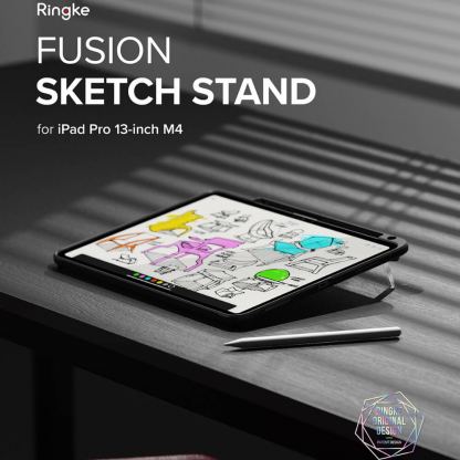 Удароустойчив хибриден кейс с поставка за iPad Air 13 (2024), iPad Air 13 (2025) - Ringke Fusion Sketch Case (черен-прозрачен) 2