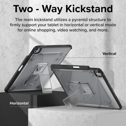Удароустойчив хибриден кейс с поставка за iPad Air 13 (2024), iPad Air 13 (2025) - Ringke Fusion Sketch Case (черен-прозрачен) 5