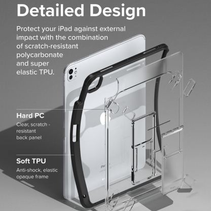 Удароустойчив хибриден кейс с поставка за iPad Air 13 (2024), iPad Air 13 (2025) - Ringke Fusion Sketch Case (черен-прозрачен) 6