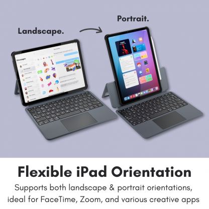 Полиуретанов калъф, клавиатура, тракпад и поставка за iPad Air 11 (2024), iPad Air 5 (2022), iPad Air 4 (2020), iPad Pro 11 M2 (2022), iPad Pro 11 M1 (2021), iPad Pro 11 (2020) - Macally Wireless Touchpad Keyboard Case US (черен) 4