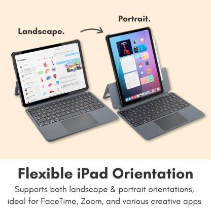 Полиуретанов калъф, клавиатура, тракпад и поставка за iPad Air 13 (2025), iPad Air 13 (2024), iPad Pro 12.9 (2022), iPad Pro 12.9 (2021) - Macally Wireless Touchpad Keyboard Case US (черен) 4