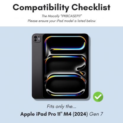 Полиуретанов калъф, клавиатура, тракпад и поставка за iPad Pro 11 (2025), iPad Pro 11 (2024) - Macally Wireless Touchpad Keyboard Case US (черен) 2