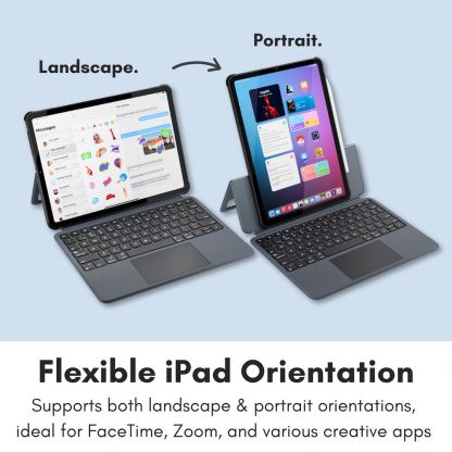 Полиуретанов калъф, клавиатура, тракпад и поставка за iPad Pro 11 (2025), iPad Pro 11 (2024) - Macally Wireless Touchpad Keyboard Case US (черен) 5
