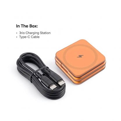 Тройна поставка (пад) за безжично зареждане за iPhone с MagSafe, Apple Watch, AirPods и Qi съвместими мобилни устройства - Prodigee 3Rio Pro 3-in-1 Wireless Charger 22.5W (оранжев) 8