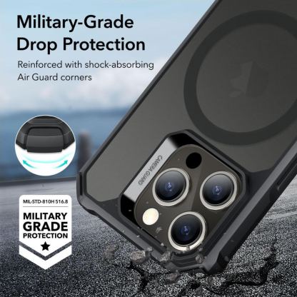 Хибриден удароустойчив кейс с MagSafe за iPhone 15 Pro - ESR Air Armor HaloLock MagSafe Case (черен-мат) 4