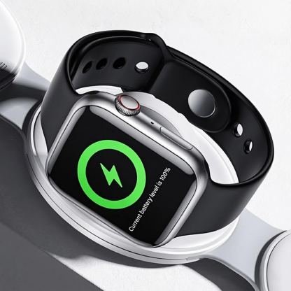 Сгъваема двойна поставка (пад) за безжично зареждане за iPhone с MagSafe и Apple Watch - Yesido Foldable Wireless Charging Station (бял) 2