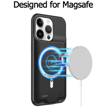 Кейс с вградена батерия и MagSafe за iPhone 15 Plus - Techsuit Power Pro Battery MagSafe Case 8500mAh (черен) 5
