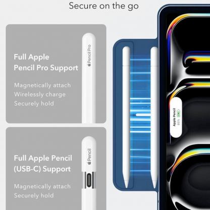 Магнитен полиуретанов калъф с поставка за iPad Pro 11 (2024), iPad Pro 11 (2025) - ESR Rebound Magnetic Case (тъмносин) 2