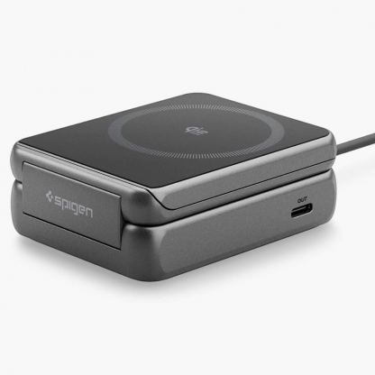 Двойна поставка (пад) за безжично зареждане за iPhone с Magsafe и AirPods - Spigen Essential Qi2.2 2-in-1 Foldable Wireless Charger 35W (черен) 2