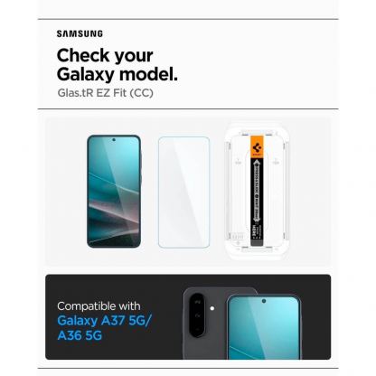 Стъклено защитно покритие за дисплея на Samsung Galaxy A37 5G, Galaxy A36 5G - Spigen Glas.tR EZ Fit Tempered Glass (прозрачен) 2