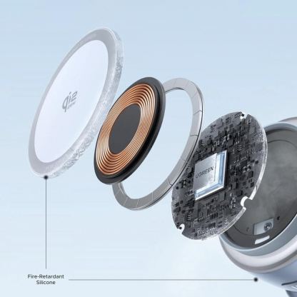 Двойна поставка (пад) за безжично зареждане за iPhone с Magsafe и AirPods - Ugreen Qi2 Rocket 2-in-1 Inductive Wireless Charger 25W (син) 7