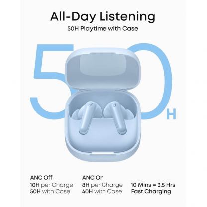 Безжични блутут слушалки с кейс за мобилни устройства - Anker Soundcore R60i NC TWS Earphones (син) 4