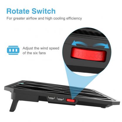 Voxon ECP02196RA01 S6 - охлаждаща ергономична поставка с 6 вентилаторa за Mac и преносими компютри (черен) 6