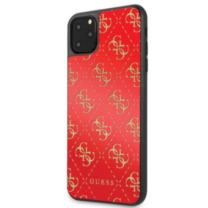 Guess Peony G Double Layer Glitter Case - дизайнерски кейс с висока защита за iPhone 11 Pro (червен) 2