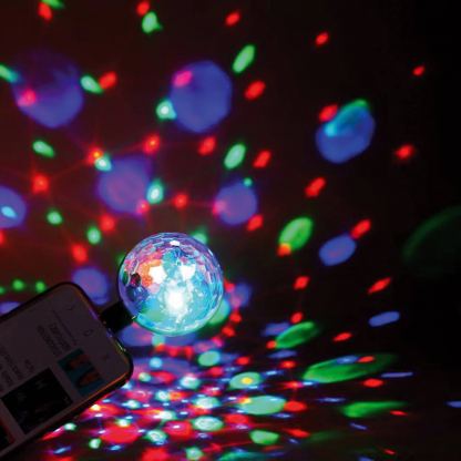 Omega Magic Disco Ball USB To Lightning - светеща с ритъма на музиката диско топка за устройства с Lightning конектор (бял) 3