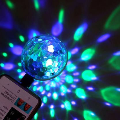 Omega Magic Disco Ball USB To  USB-C - светеща с ритъма на музиката диско топка за устройства с USB-C конектор (бял) 2