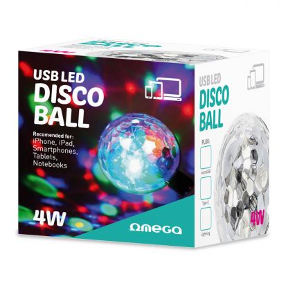 Omega Magic Disco Ball USB To  USB-C - светеща с ритъма на музиката диско топка за устройства с USB-C конектор (бял) 3
