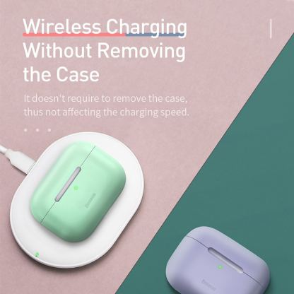 Baseus Super Thin Silica Gel Case - силиконов калъф за Apple Airpods Pro (лилав) 5