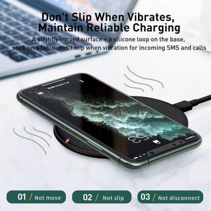 Baseus Cobble Wireless Charger WXYS-01 - поставка (пад) за безжично зареждане с технология за бързо зареждане (15W) за Qi съвместими устройства (черен) 3
