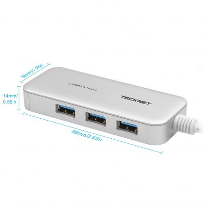 TeckNet HU05 USB 3.0 HUB - USB хъб с 4 USB 3.0 порта (сребрист) 3