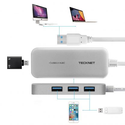 TeckNet HU05 USB 3.0 HUB - USB хъб с 4 USB 3.0 порта (сребрист) 4