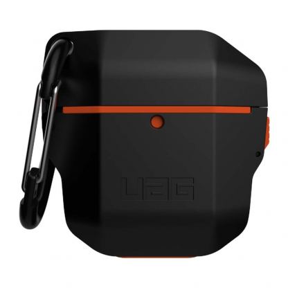 Urban Armor Gear HardCase - водо и удароустойчив силиконов (TPU) кейс с карабинер за Apple Airpods (черен-оранжев) 2