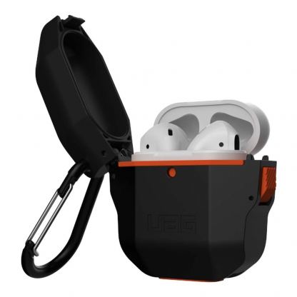Urban Armor Gear HardCase - водо и удароустойчив силиконов (TPU) кейс с карабинер за Apple Airpods (черен-оранжев) 5