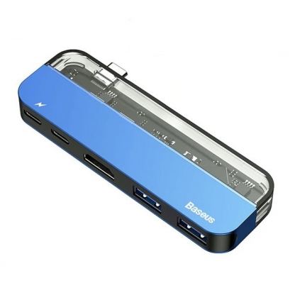 Baseus Transparent Series USB-C Hub CAHUB-TD03 - мултифункционален хъб за свързване на допълнителна периферия за устройства с USB-C (син) 2