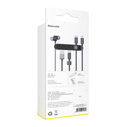 Baseus Cable Fixer Kit - органайзер за кабели с лепяща основа и 15 велкро лепенки (син) 8