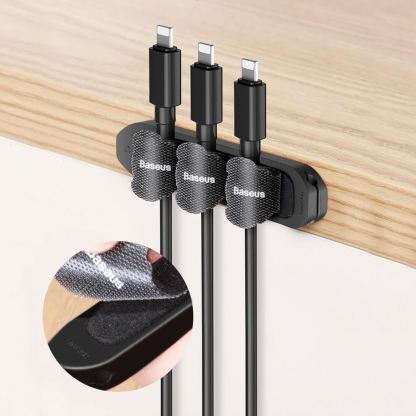 Baseus Cable Fixer Kit - органайзер за кабели с лепяща основа и 15 велкро лепенки (син) 10