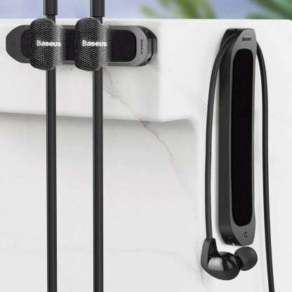 Baseus Cable Fixer Kit - органайзер за кабели с лепяща основа и 15 велкро лепенки (черен) 9