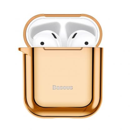 Baseus Shining Hook Silica Gel Case - силиконов калъф за Apple Airpods & Apple Airpods 2 (златист) 3