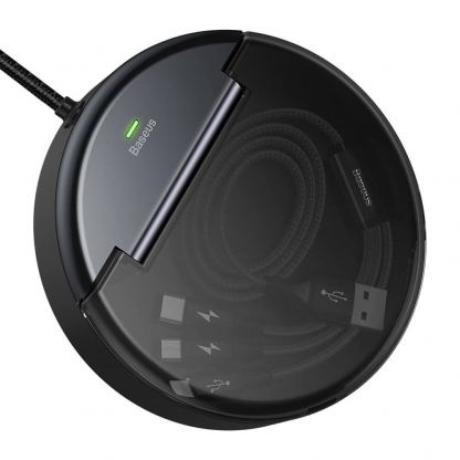 Baseus Car Sharing Charging Station - кутия за организране на кабели с USB изходи и универсален 3-в-1 USB кабел с Lightning, microUSB и USB-C конектори (черен) 3