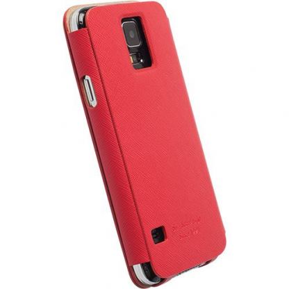 Krusell Malmo Flip cover - кожен калъф, тип портфейл за Samsung Galaxy S5 SM-G900 (червен) 3