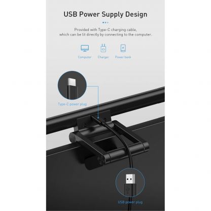 Baseus USB Stepless Dimming Screen Hanging Light - LED лампа за монитор (черен) 12