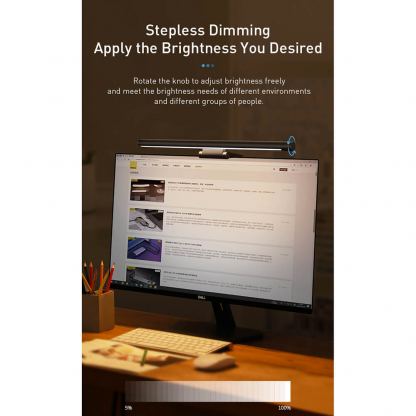 Baseus USB Stepless Dimming Screen Hanging Light - LED лампа за монитор (черен) 15