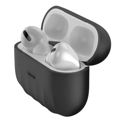 Baseus Shell Pattern Silica Gel Case - силиконов калъф за Apple Airpods Pro (черен)