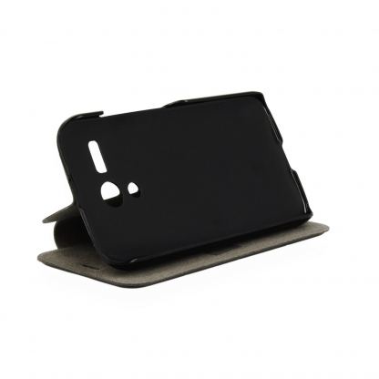 Rock Excel Flip Case - кожен калъф, тип портфейл и поставка за Motorola Moto G (черен) 3