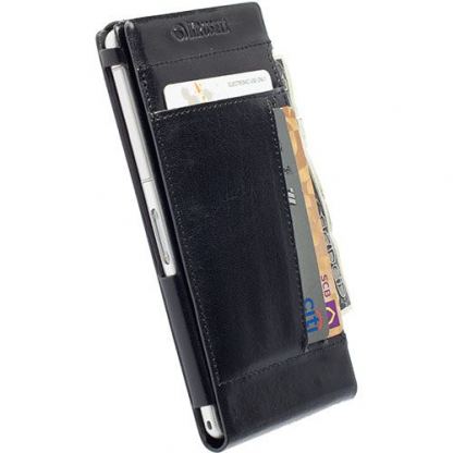 Krusell Kalmar Wallet Case - вертикален кожен калъф с капак за Sony Xperia Z2 (черен) 2