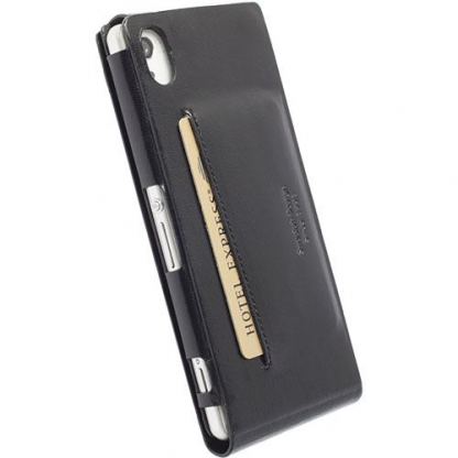 Krusell Kalmar Wallet Case - вертикален кожен калъф с капак за Sony Xperia Z2 (черен) 3