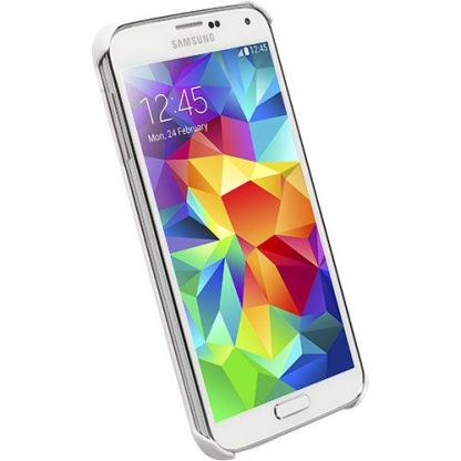 Krusell Malmö Texture Cover - поликарбонатов кейс за Samsung Galaxy S5 SM-G900 (бял) 2