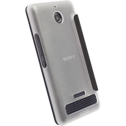 Krusell Boden Flip Cover - кожен калъф, тип портфейл за Sony Xperia E1 (черен) 3