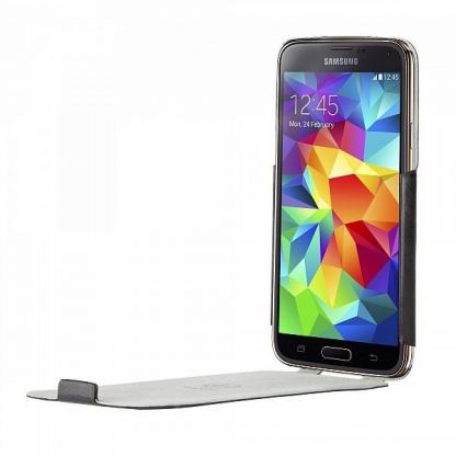 Bugatti FlipCase Geneva - вертикален кожен калъф за Samsung Galaxy S5 SM-G900 (черен) 3