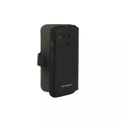 Ferrari Formula One Carbon Flip Case - кожен флип кейс тип портфейл за Motorola Moto G (черен) 2