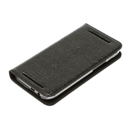 Zenus Masstige Lettering Diary Case - кожен калъф тип портфейл за HTC One 2 (M8) (тъмносив) 3